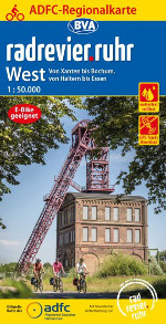 Fahrradkarte Ruhrgebiet West radrevier ADFC Regionalkarte 2021